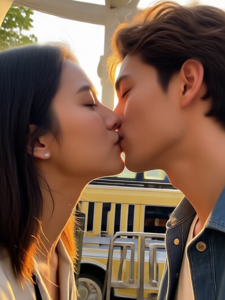 Efecto de beso con IA estilo viral para redes sociales