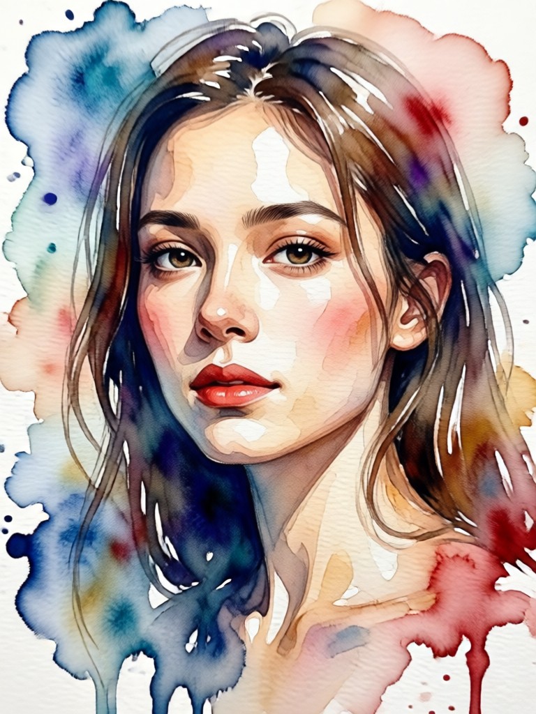 Porträt eines Kindes mit verspielten, hellen Aquarelleffekten