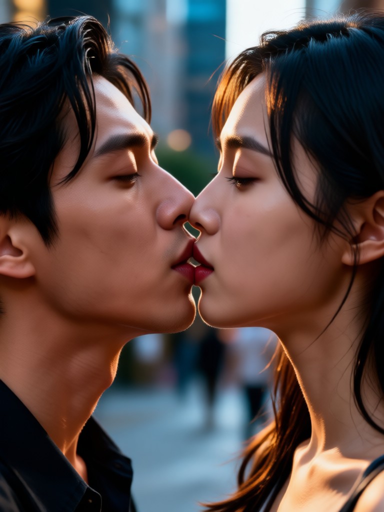 Anime inspired kiss scene animation