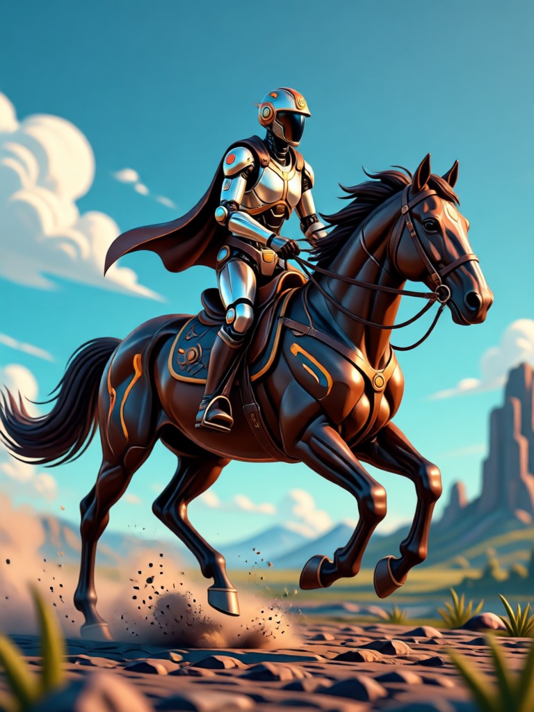 KI-generiertes Kind lernt Ponyreiten