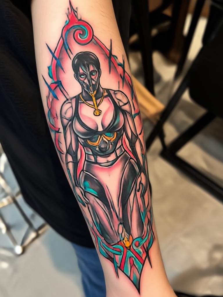 Trash polka style AI tattoo art