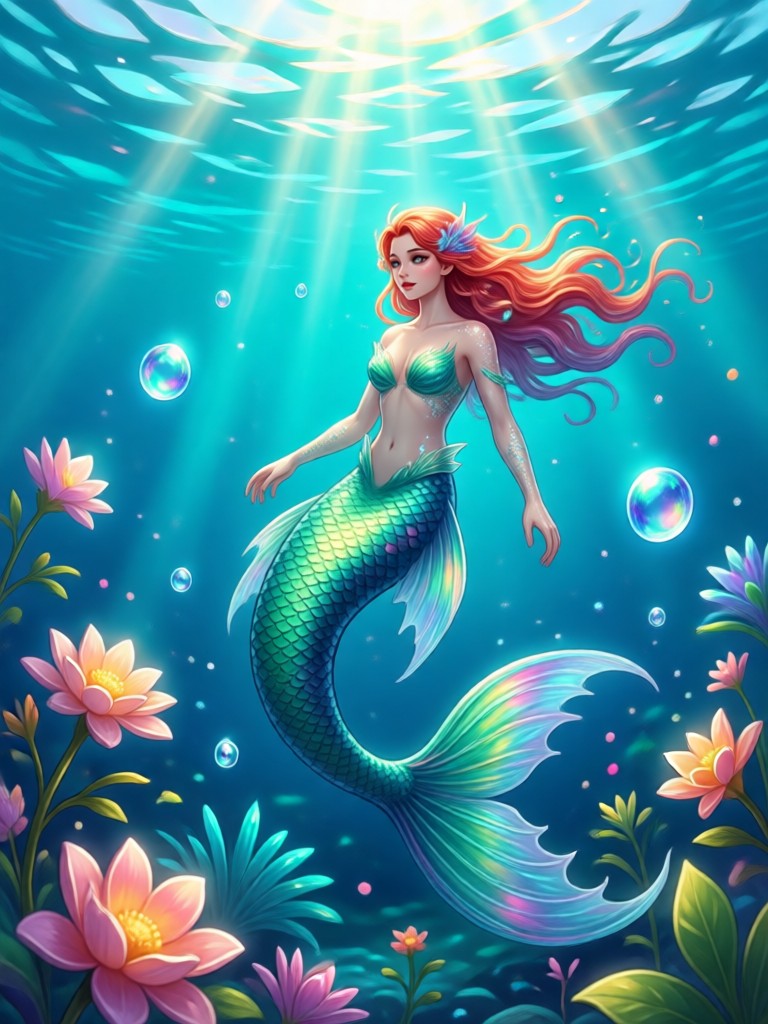 Sirena inspirada en estilos de arte de pintura clásica