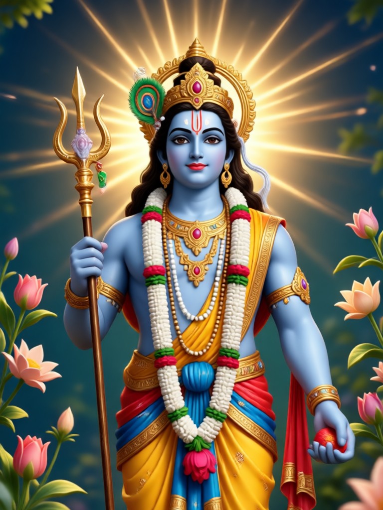 Watercolor style devotional Krishna painting AI