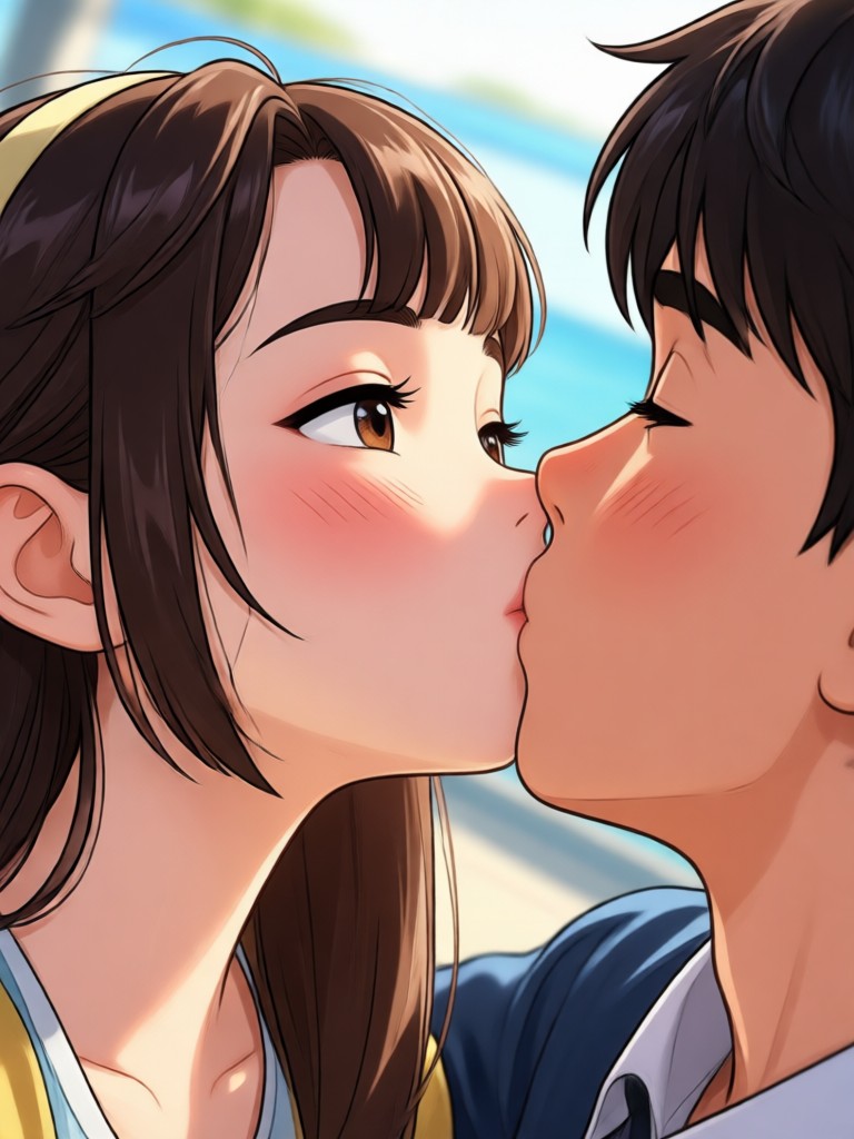 Fantasy elf couple magical kiss with particle effects