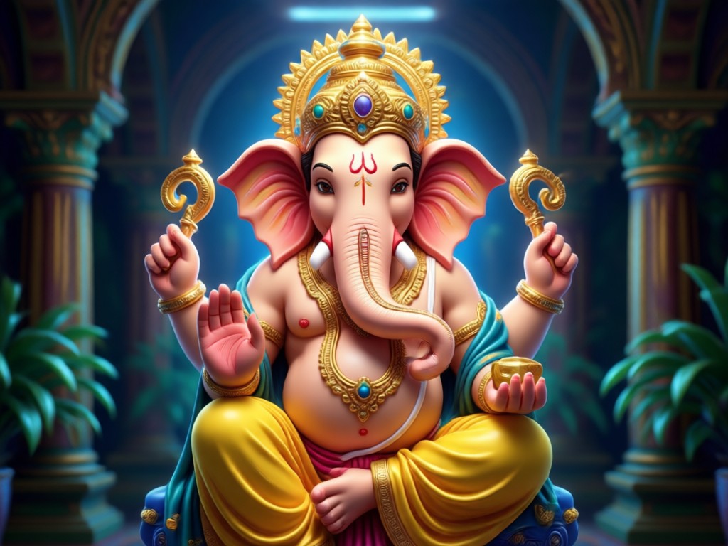 AI animated Ganesh hand in blessing gesture