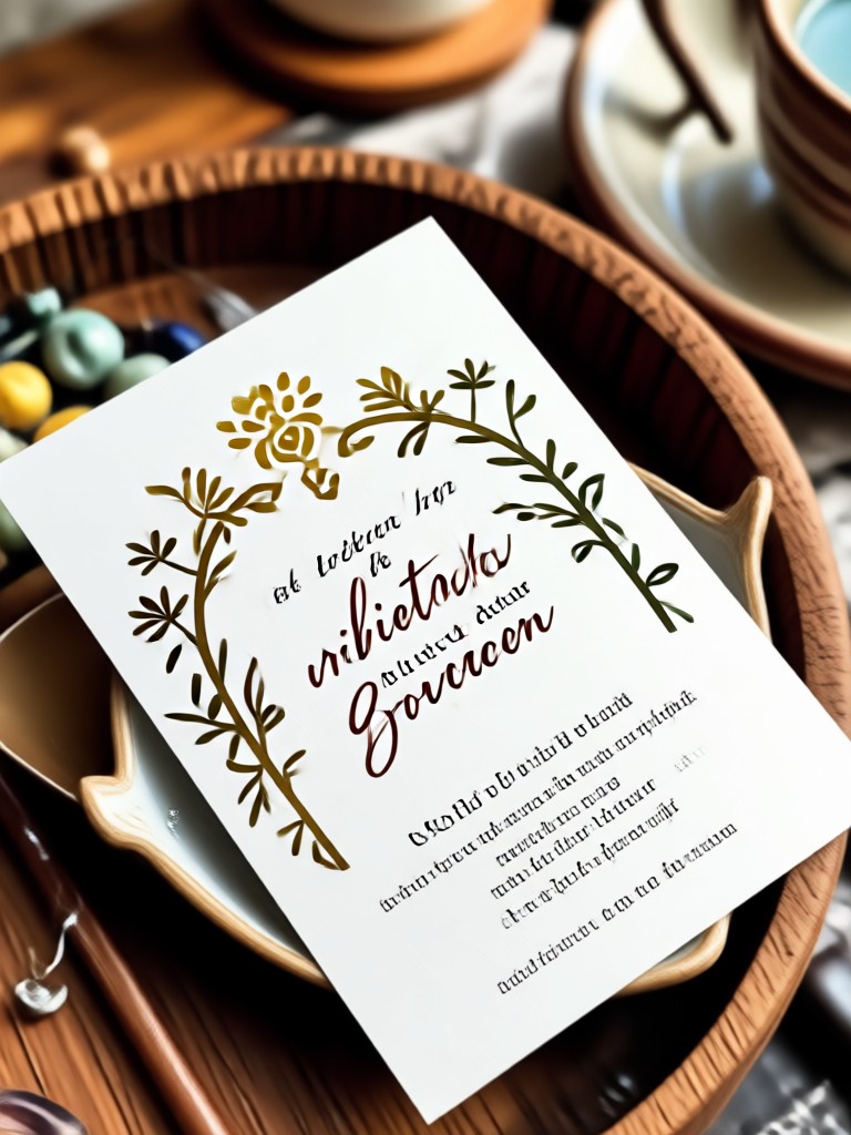 Art deco style wedding card with elegant lines