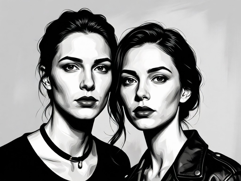 Vários estilos para Retrato Artístico de Casal em Preto e Branco por IA