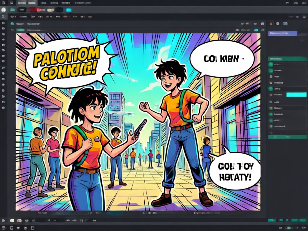 Un usuario mirando su teléfono que muestra una viñeta de cómic recién creada