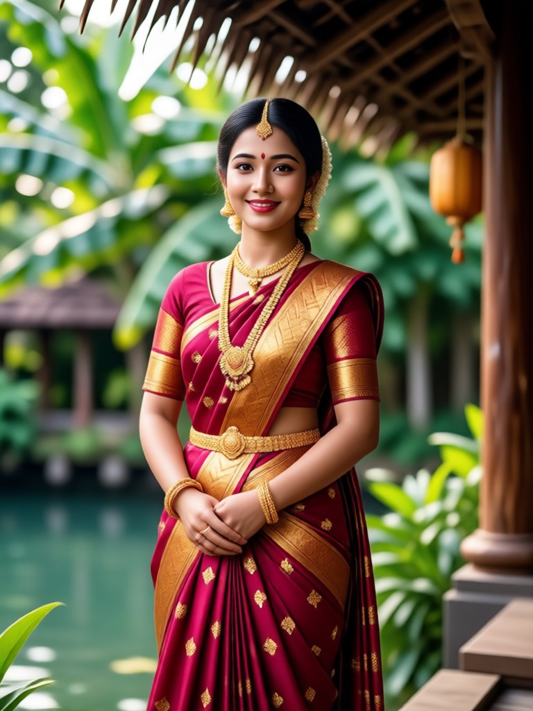Close up of AI added Kerala gold necklace and jewelry