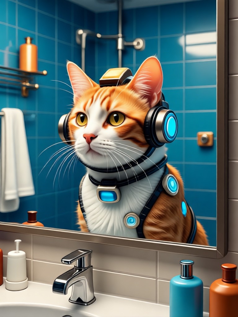 AI portrait of a golden retriever in a bubble bath