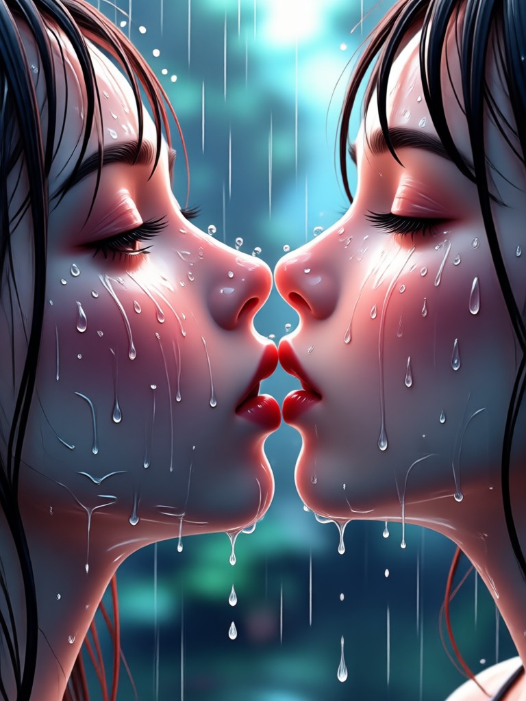 dreamy golden hour rainy embrace animation