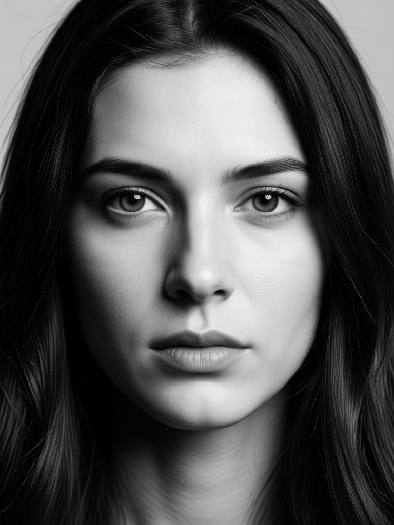 Character AI portrait noir black and white style