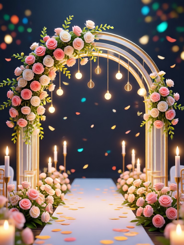Wedding cake table decor and floral garnish