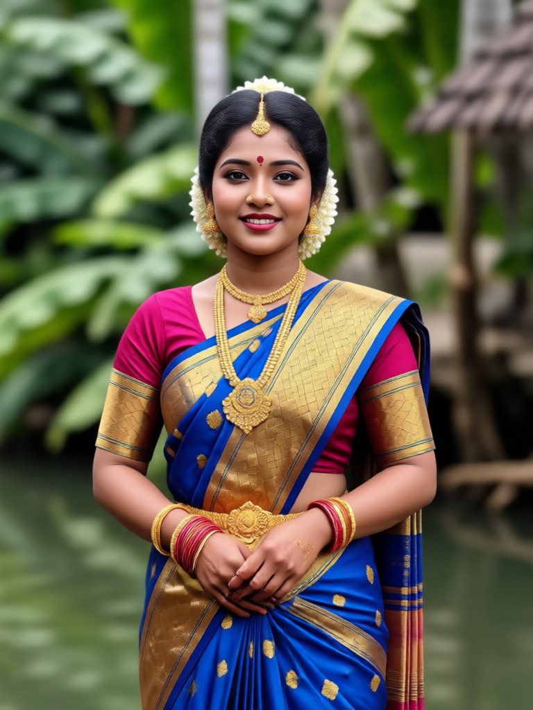 Man in traditional Kerala wedding attire Mundu generated