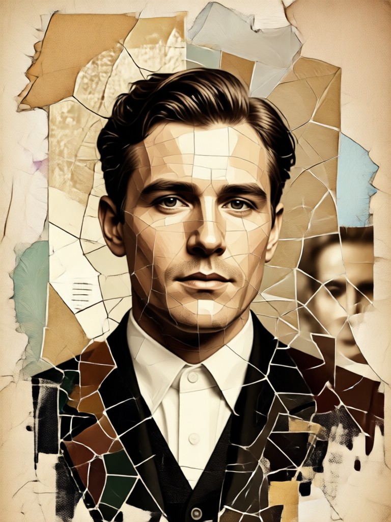 Art deco style geometric portrait layout collage