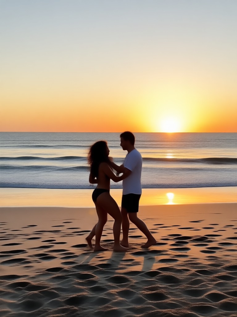 Dreamy waltz under palm trees