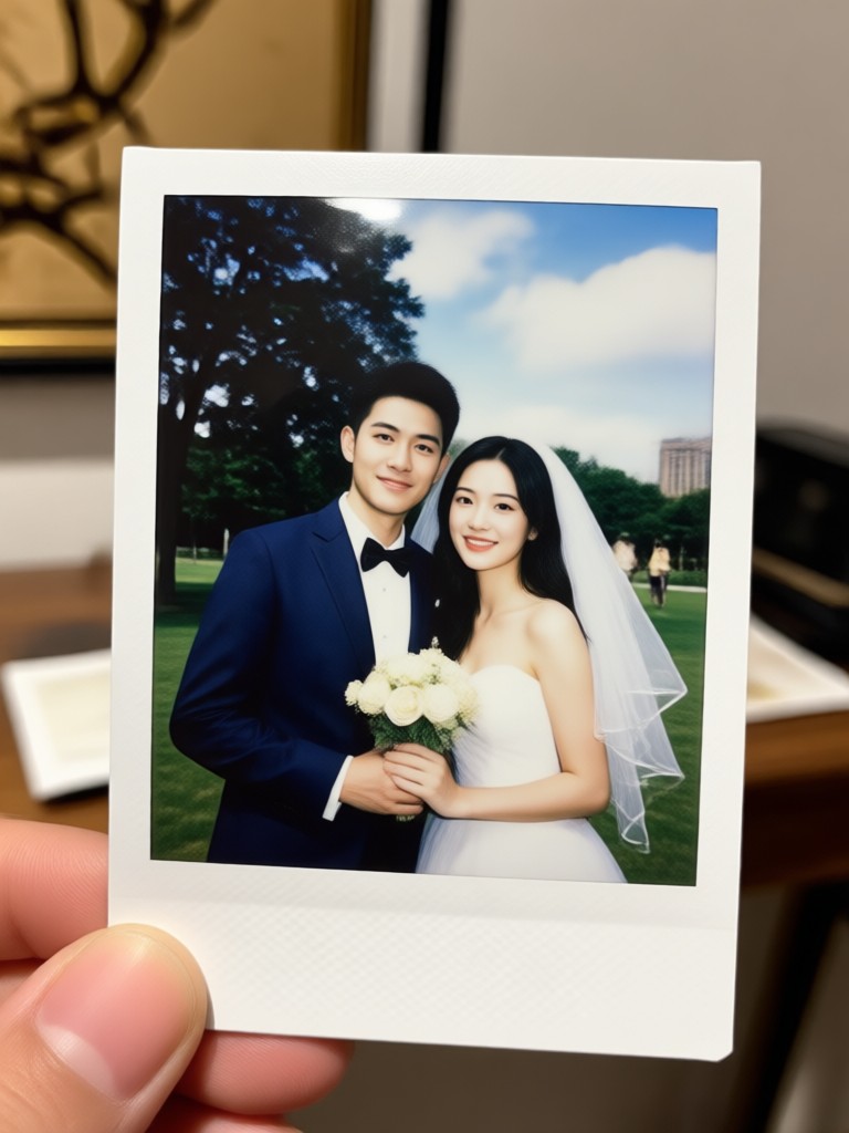 Nostalgic film grain effect on wedding portrait