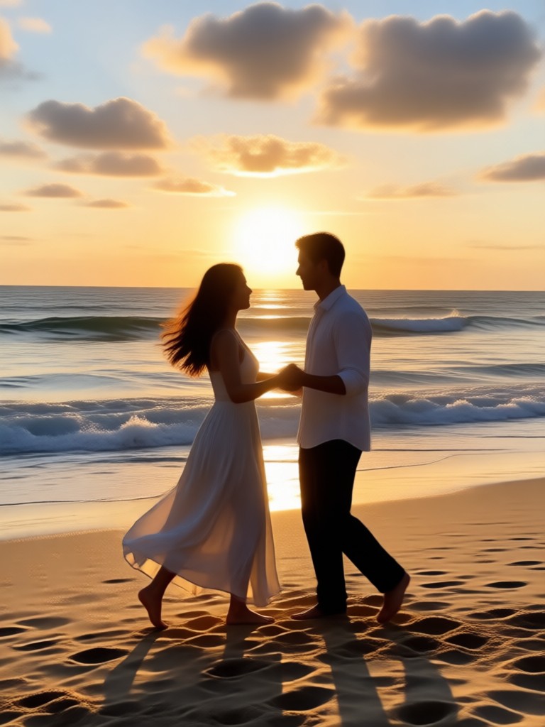 Sweet first dance as married couple on the sand
