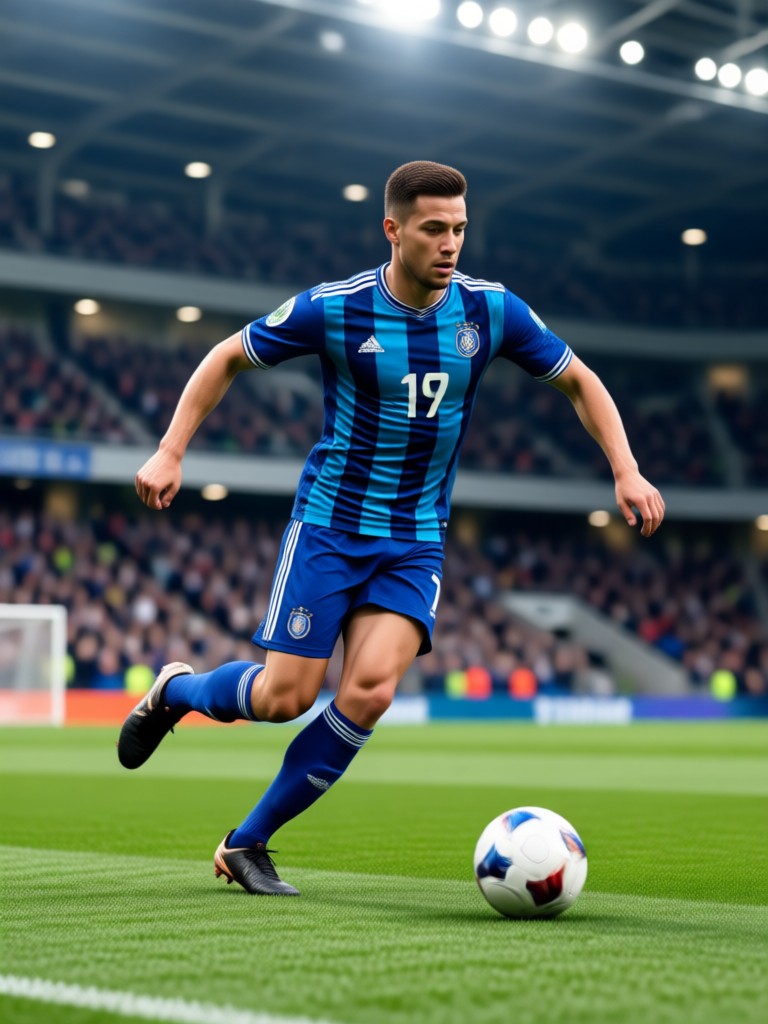 AI generated midfielder player card with stats
