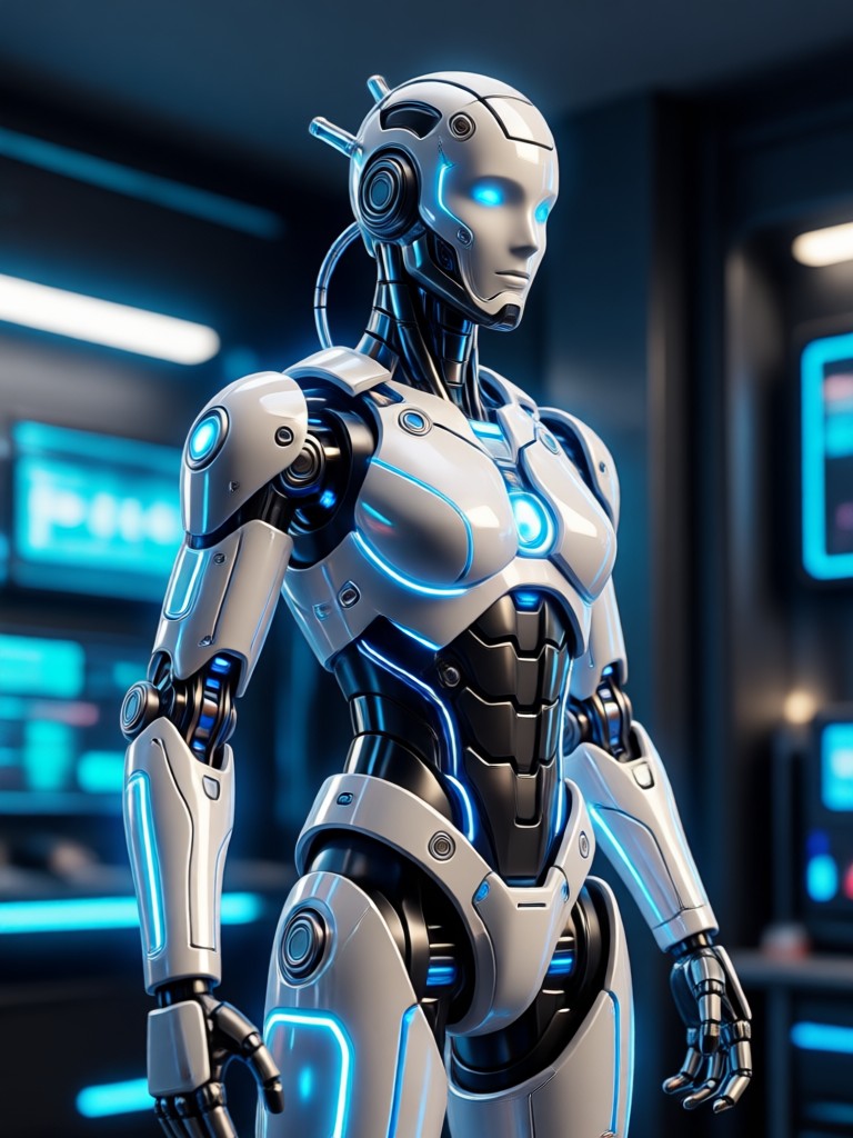 Prajurit sci-fi dengan baju besi detail
