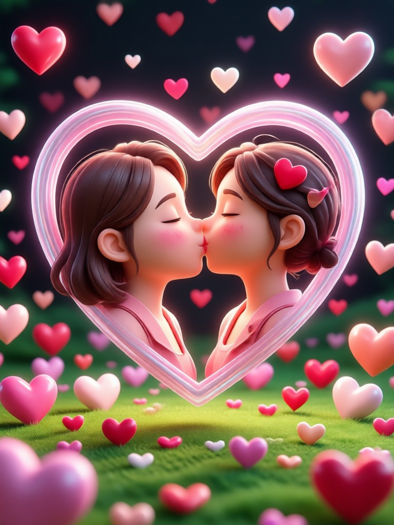 Sparkling fantasy kiss animation for social media