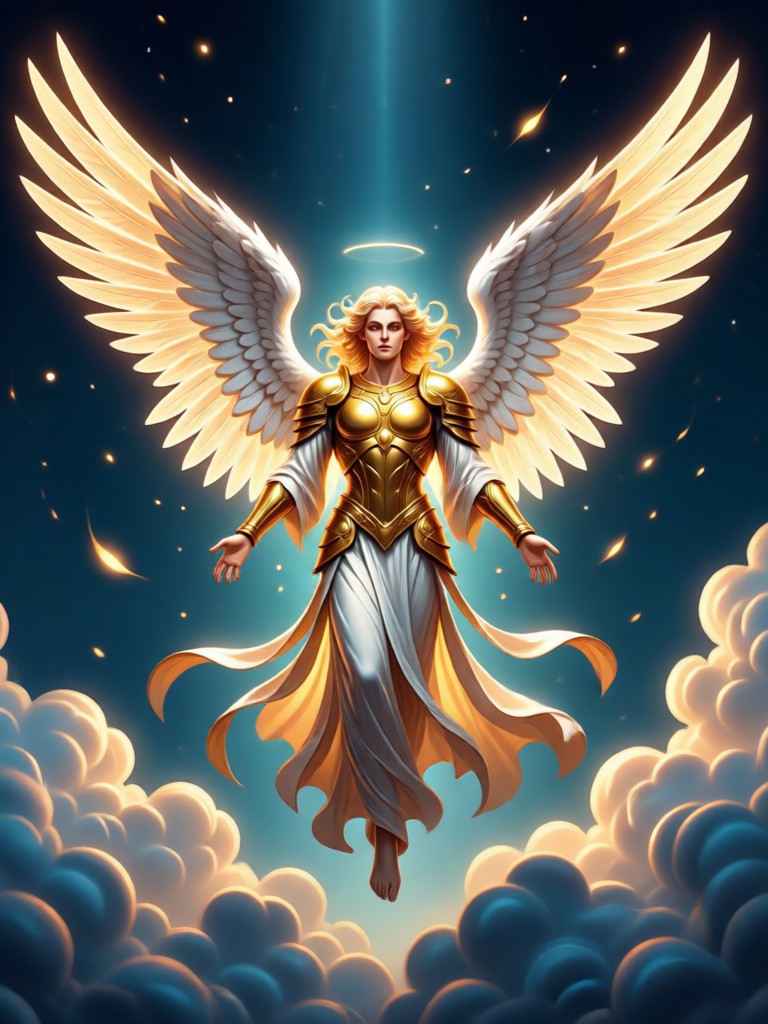 Guardian angel watching over a sleeping child