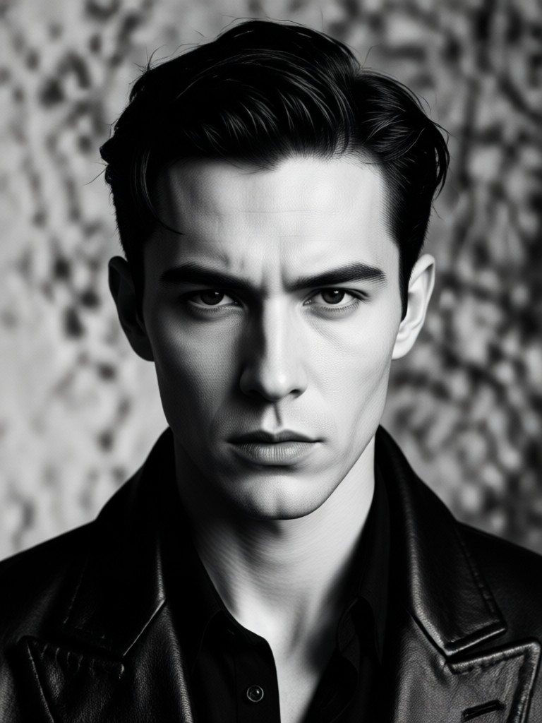 film noir still portrait with dramatic gaze