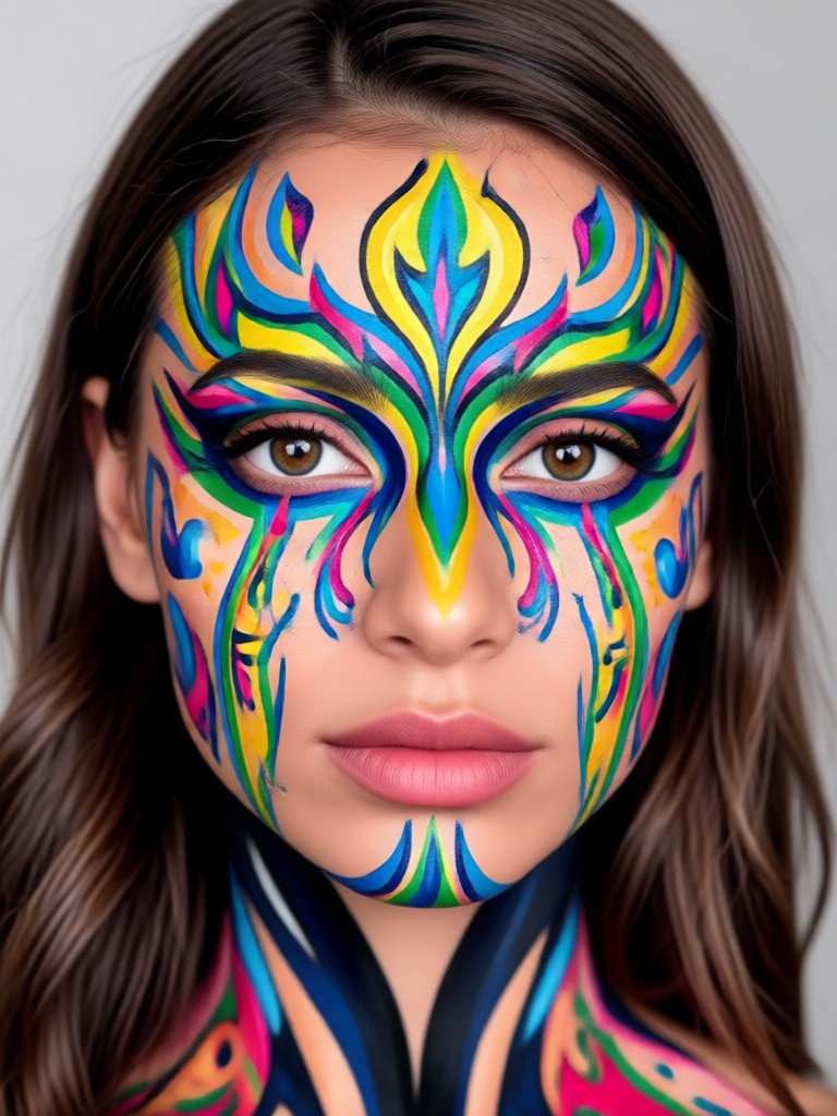 abstrakter Body-Paint-Effekt auf Mädchenporträt