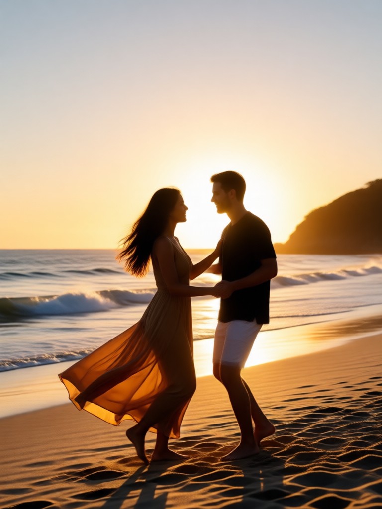 Elegant ballroom dance by the waves
