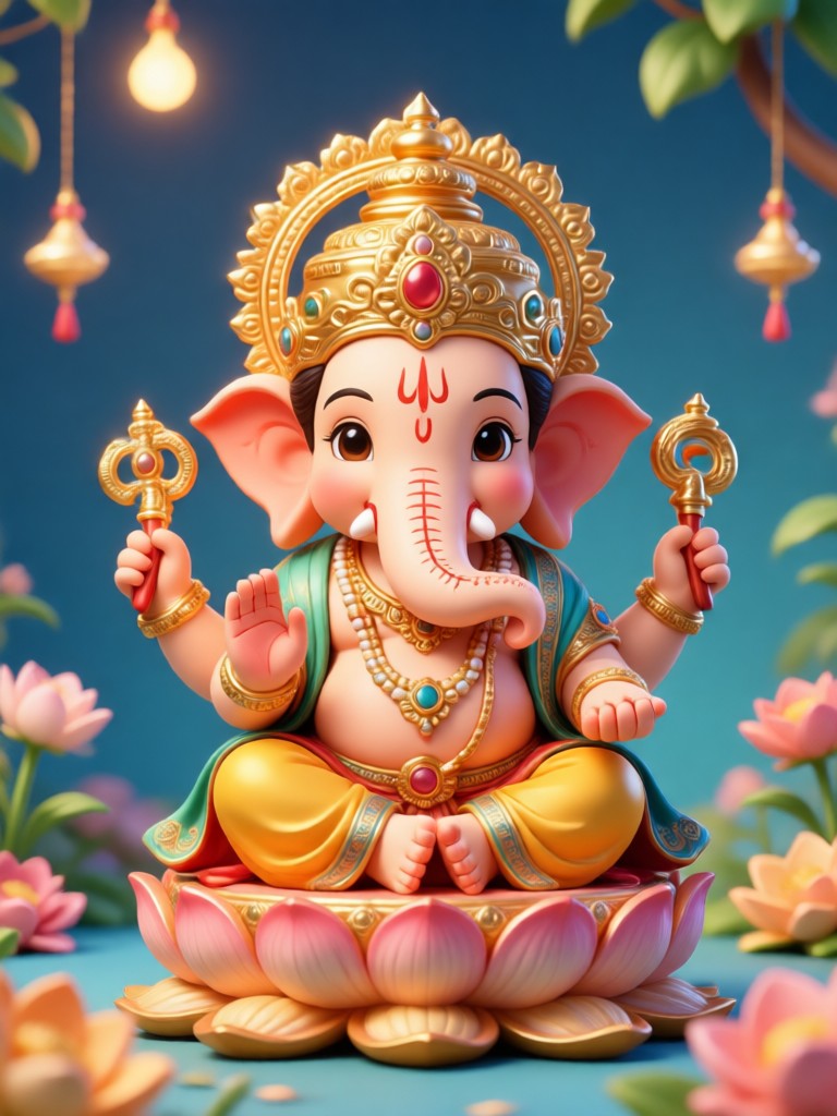 Ganpati-Video mit KI-festlichem Hintergrund