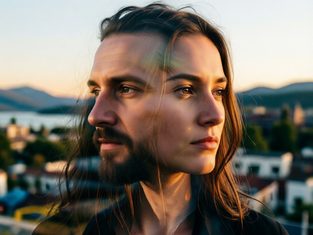 Comparison between traditional and AI double exposure editing