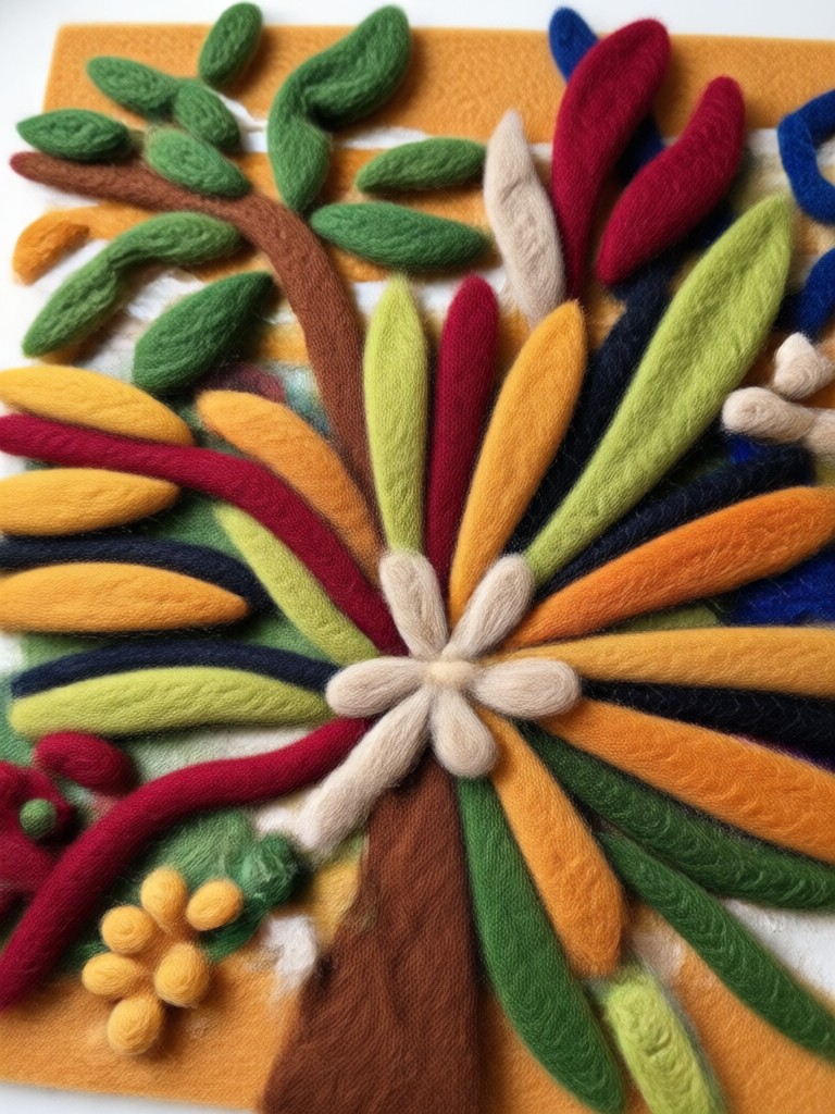 Child's drawing converted to a playful, colorful felt art piece