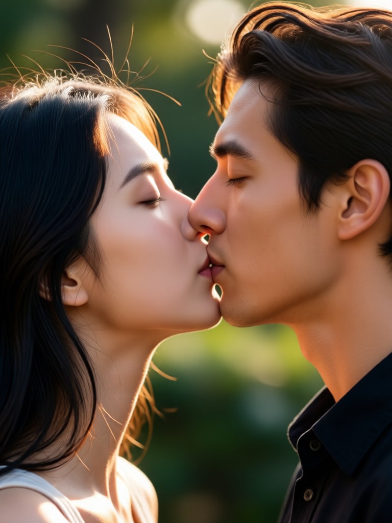 Animated engagement photo kiss