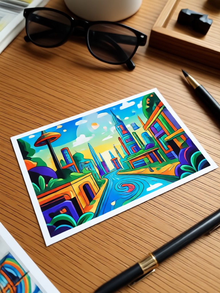 Desain kartu pos retro AI