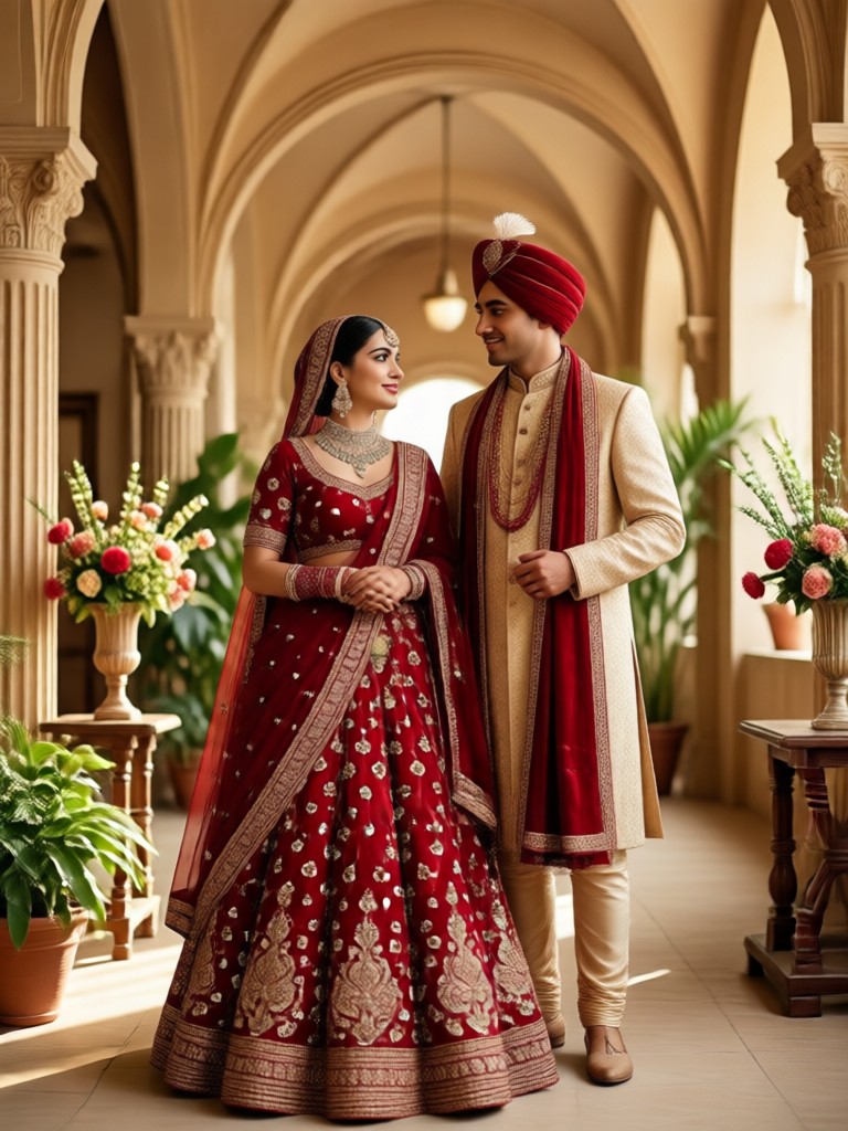 Temple ceremony traditional couple AI portrait