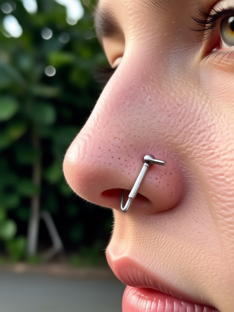 Piercing de ponte no nariz por IA em um retrato