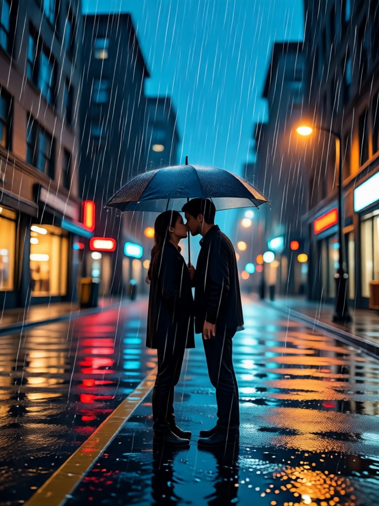 パリの街での雨のロマンチック動画
