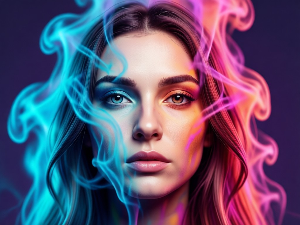 Estética única de retrato con humo de doble color