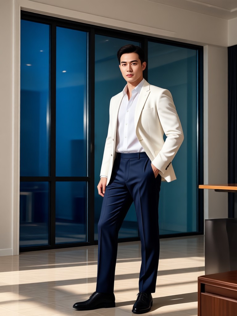 AI adding a professional suit to a casual photo