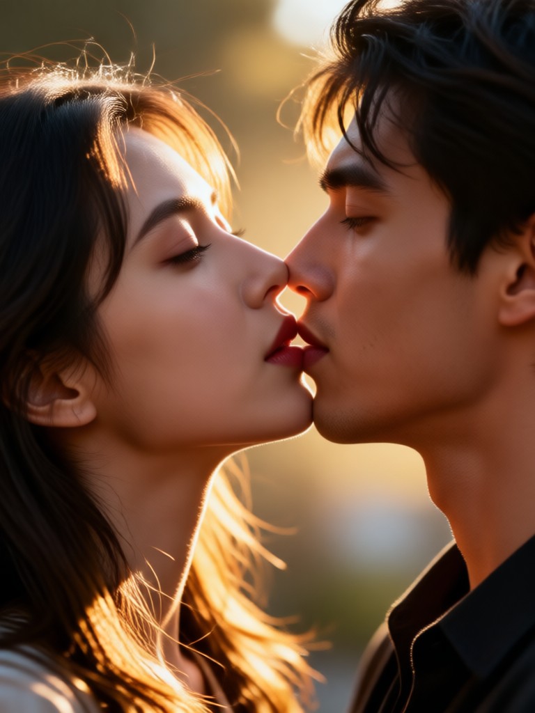 Dramatic dip kiss AI video effect