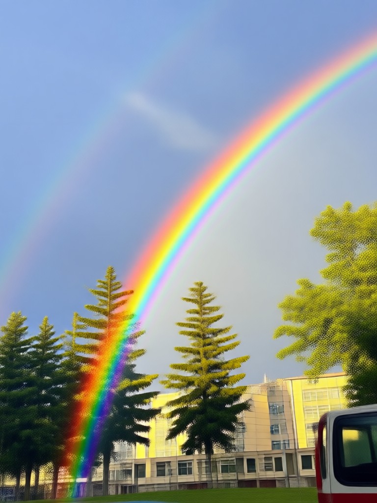 Subtle rainbow on portrait background