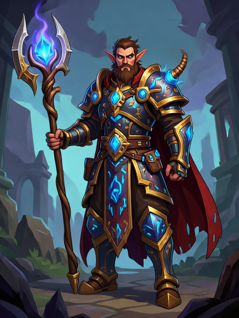 AI generated Aasimar Bard playing a lute