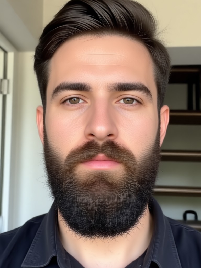 KI-generierter Bart auf einem künstlerischen Porträt