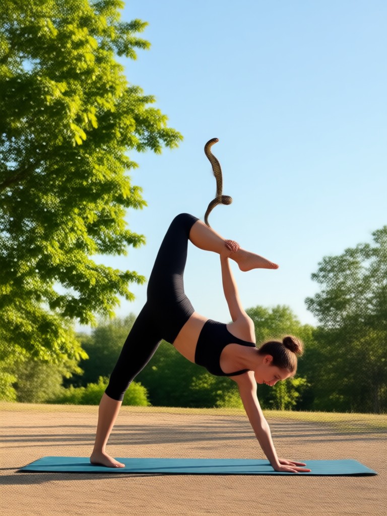 AI generated yoga image cobra pose sunset field