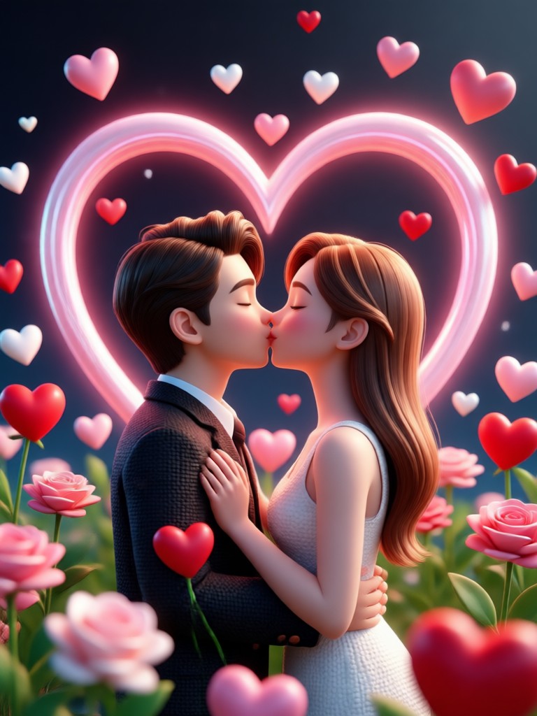 Gently animated kiss on cheek