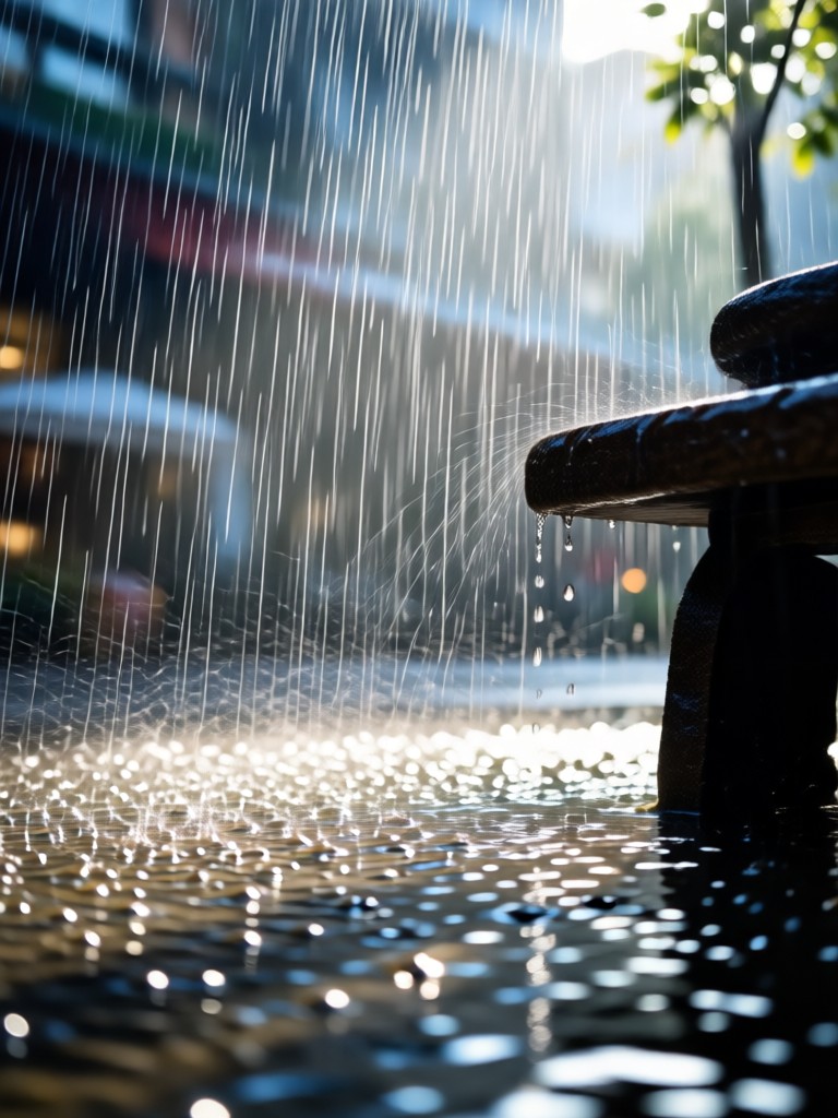 Light drizzle effect on a forest landscape