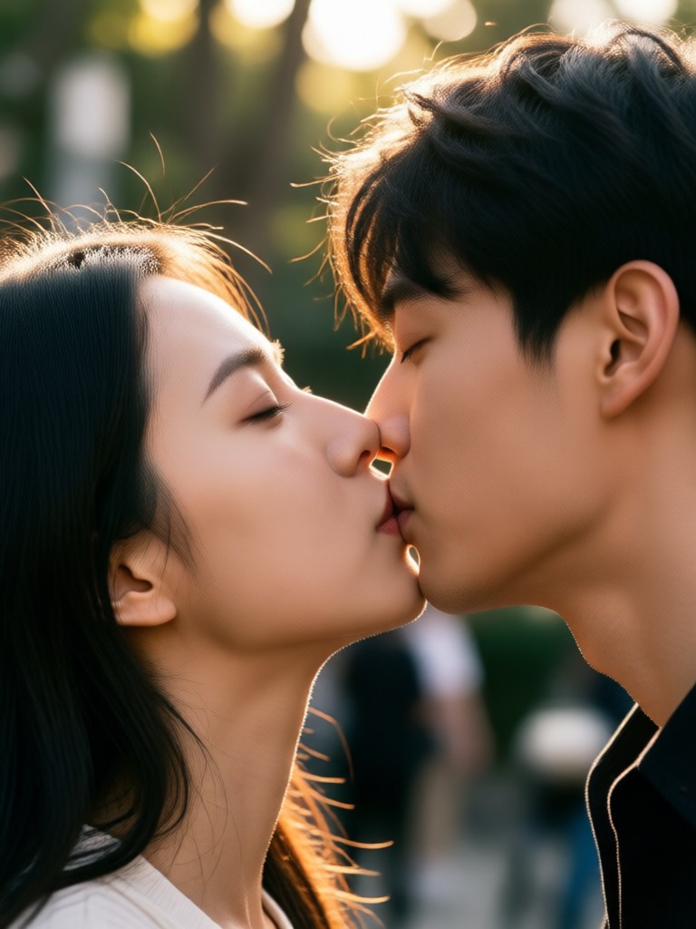 App móvil mostrando la creación del efecto de beso con IA