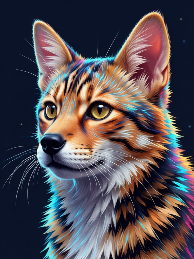 Dog in cyberpunk neon style