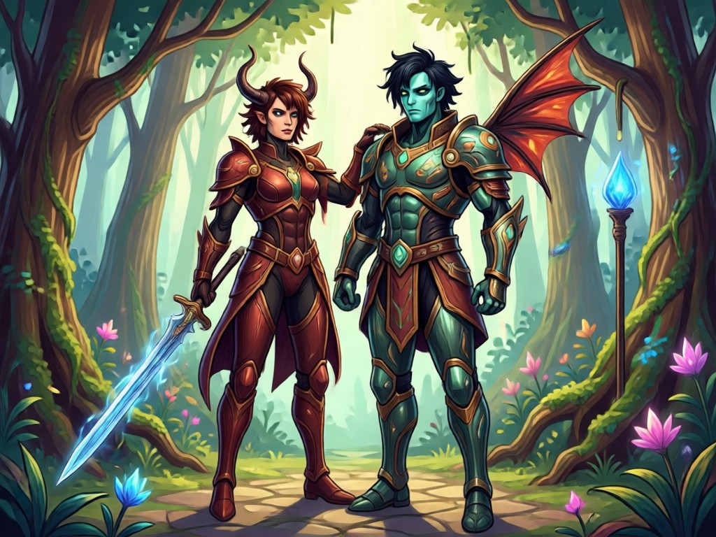 Foto de grupo de fantasia com múltiplos personagens