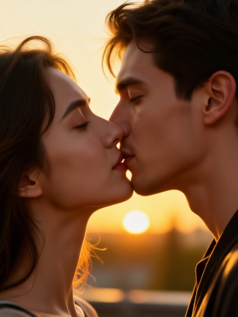 Mobile app showcasing romantic AI kiss video creation